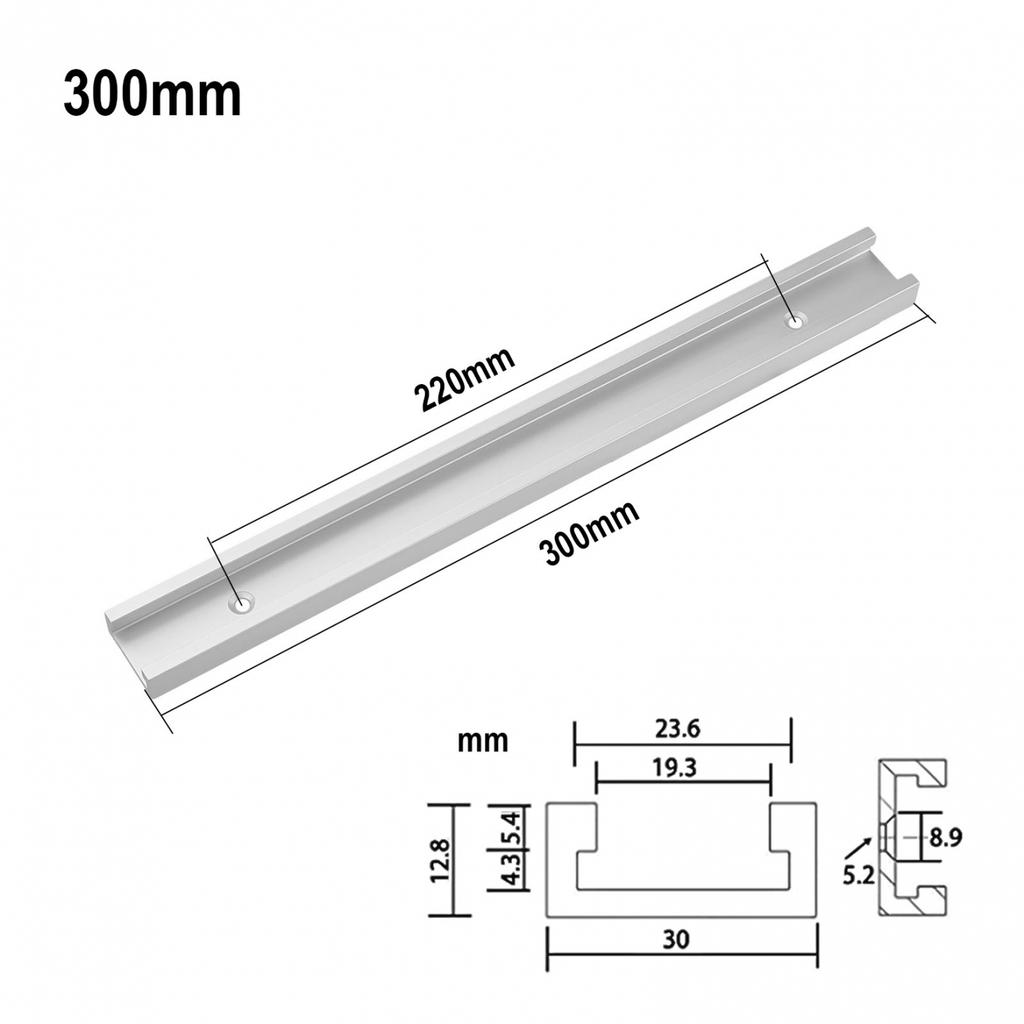 T track Aluminium Alloy Miter Track Miter Bar Slider Table Saw Miter Silver