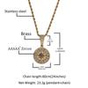 Hip Hop Diamond Gold Compass Pendant Necklace Personalized Retro Copper Pendant Creative Jewelry
