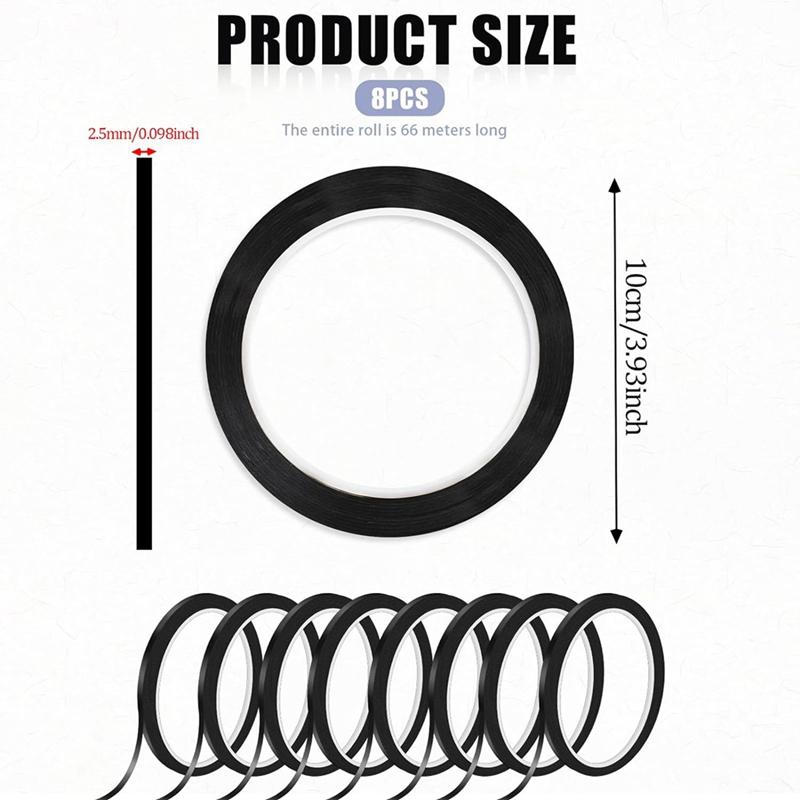 10 Rolls 1/8 Inch Whiteboard Tape Thin Tape For Dry Erase Board Self-Chart Grid Tape Lines Pinstripe,216 Feet Per Roll Durable B