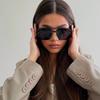 3pcs Square Metal Half Frame Sunglasses Rice Nails Double Beams Gradient Lens Casual Trend Eyewear