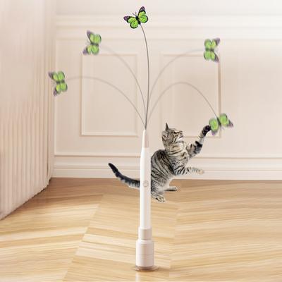 Interactive Cat Toy with Suction Cup Electric Butterfly Toy Spinning Butterfly Cat Toy Wand for Indoor Cats