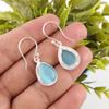 Genuine Blue Cat's Eye Gemstone 925 Solid Silver Jewelry Handmade Earrings 1.40" EE-9-42