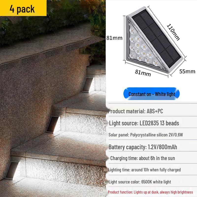 

HEIXIE Outdoor Waterproof Solar Triangle Step Lights (4-Pack)