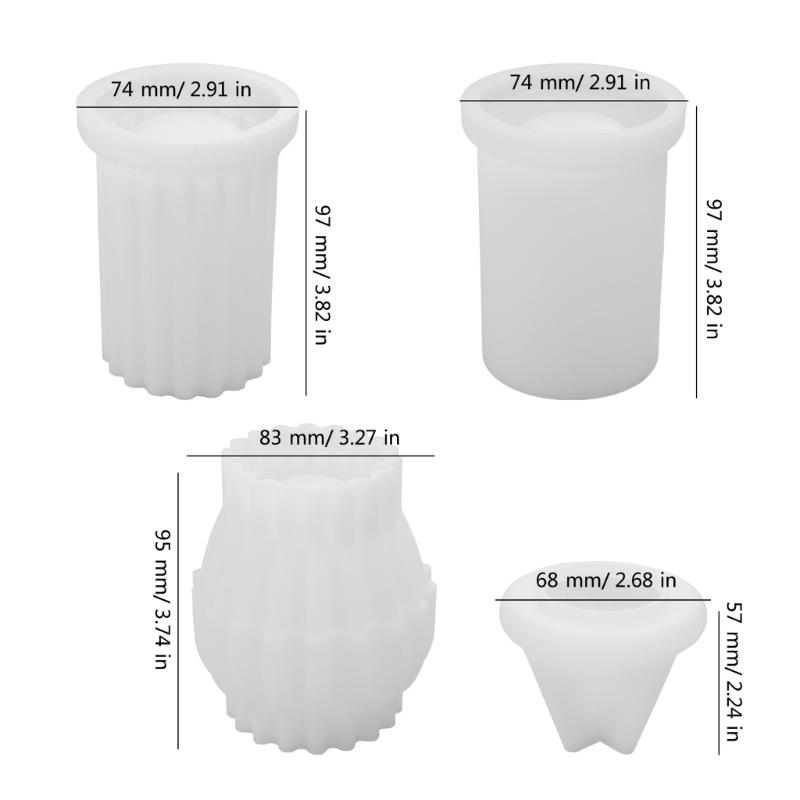 Striped Cylinder Resins Jar Molds Candlestick Molds for Making Candlestick Tealight Holder Storage Jar, Resins Lid Molds