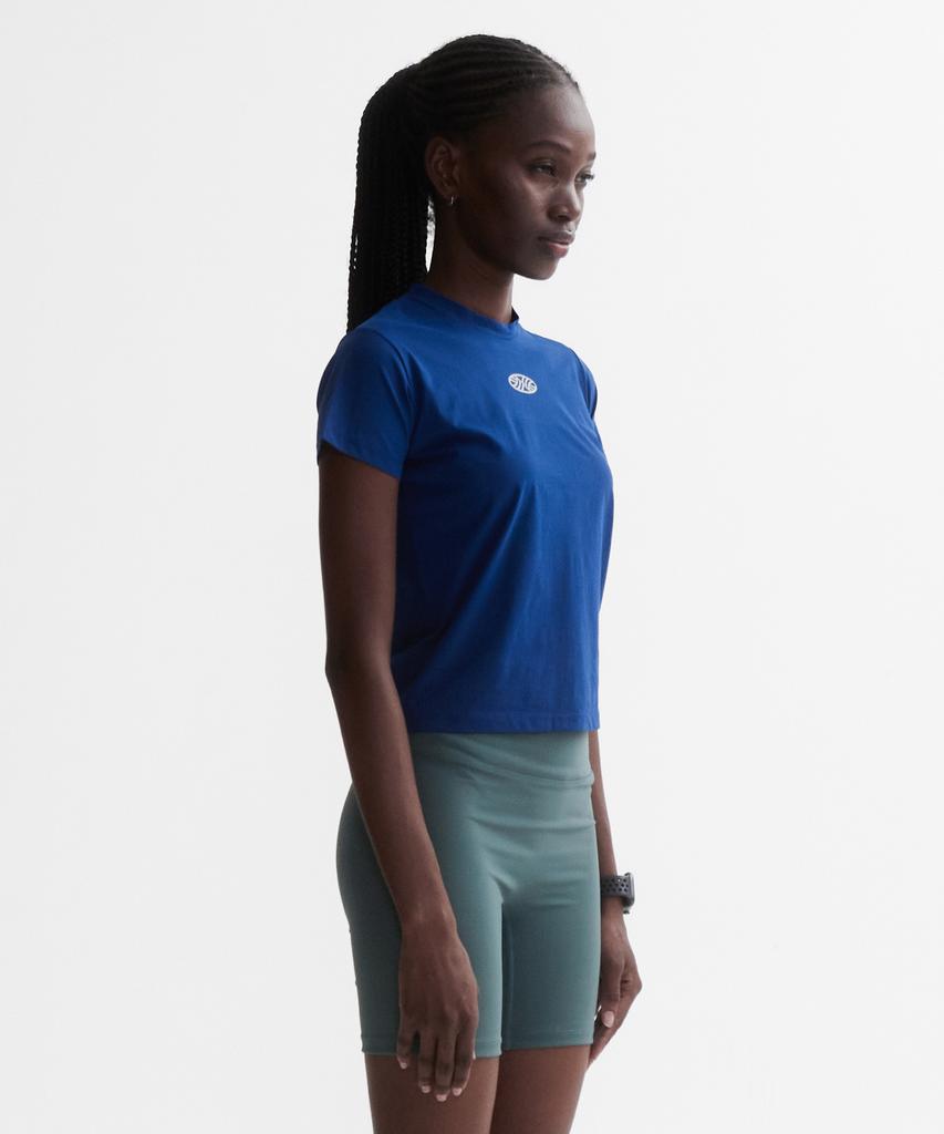 Minasu Venode Small Track Logo Active Tshirts_Blue (Crop Fit)