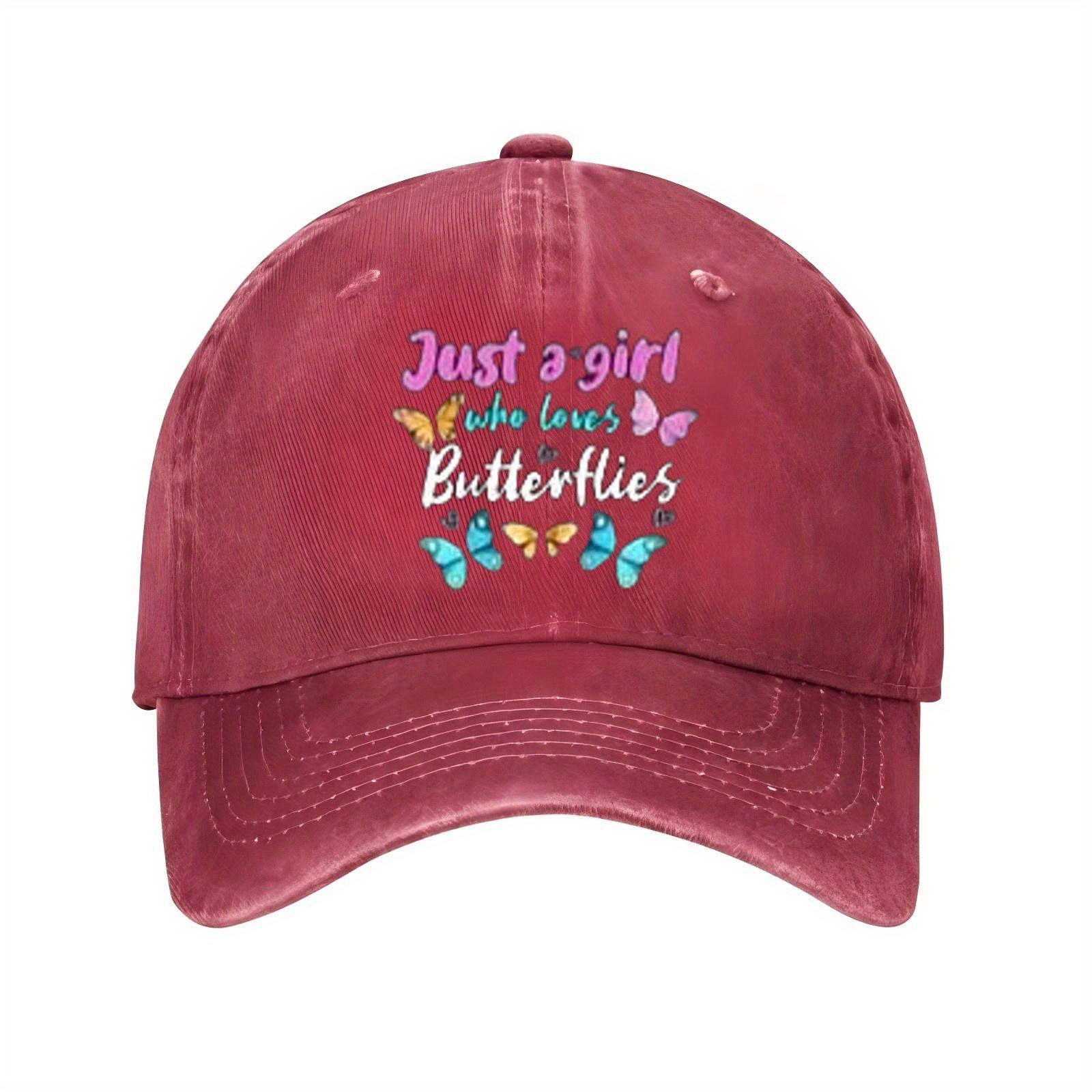 

Just A Girl Who Loves Butterflies Baseball Cap Distressed Cotton Outdoor Casual Adjustable Hat One Size