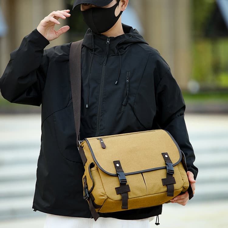 Vintage męska torba listonoszka z klapką na ramię