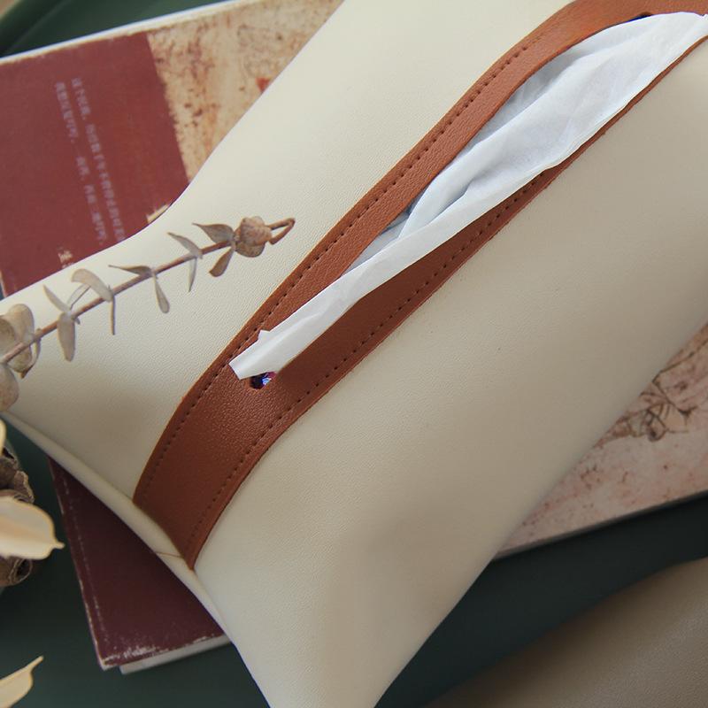 New Soft Leather Car Tissue Box Car Sun Visor Type Block Hanging Container Towel Napkin Holder Paper Rack Organizer Storage Bag