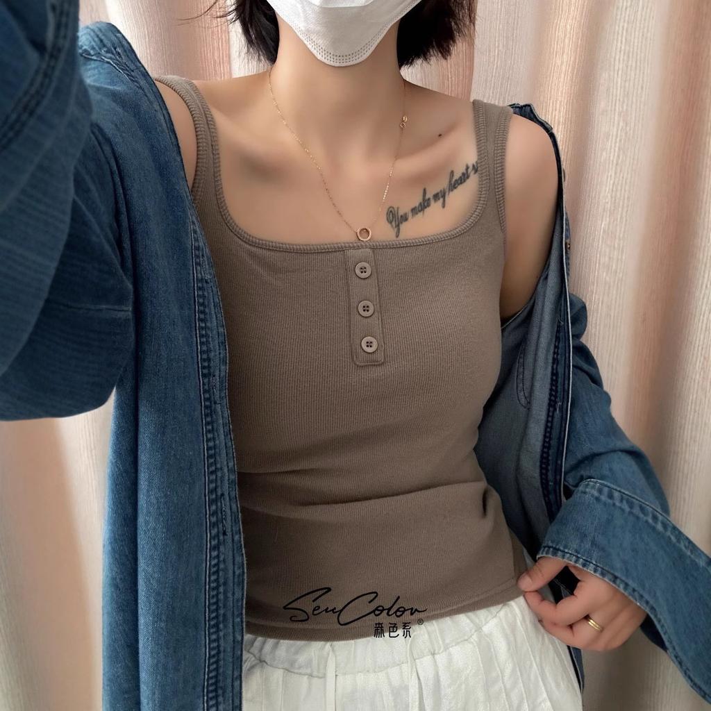 New Autumn and Winter Slim Everything Simple Fashion Vest Button Design Sense Thread Ground Hair Slim-fit Waistcoat