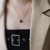 Deep Blue Square Lapis Lazuli Square Necklace Gold Tone Fine Chain Low MOQ  Women Minimalist Jewelry Sourcing
