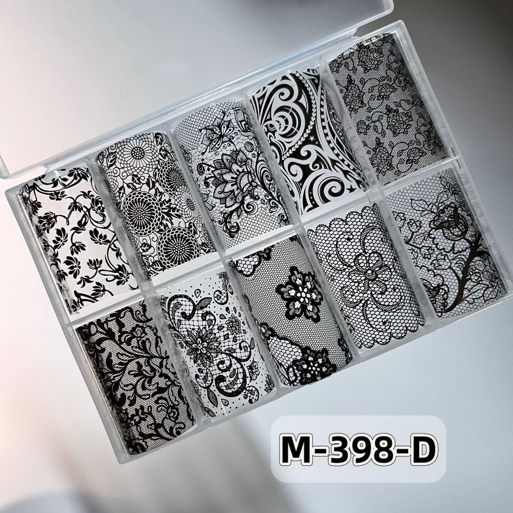 Lace Design Nail Foils Stripe Pattern Black White Nail Stickers Leopard Print Sequin Effect Nail Decorations Manicure DIY