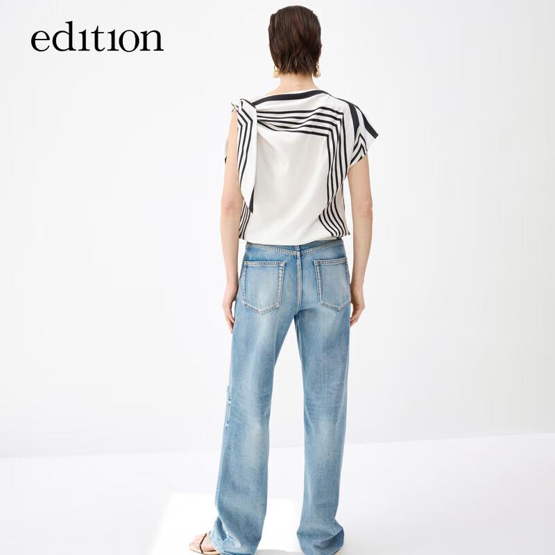 

Женские джинсы из светлого голубого рваного денима с высокой посадкой XS 25