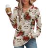 Women's Fashion Casual V-neck Pleated Christmas Long Sleeve Top