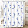 Vintage Blue Flower Printed Shower Curtain Waterproof Bathroom Decor Waterproof Backsplash Polyester Customizable Size Selection