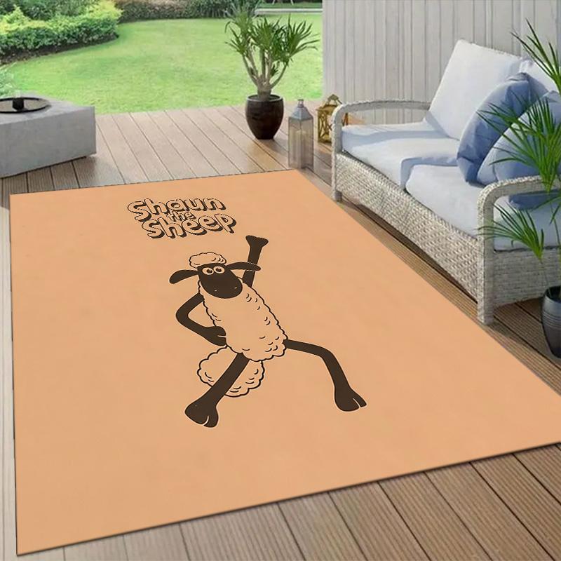 Shaun the Sheep2 Flannel Pattern Square Carpet,Area Rug,Carpet Rug for Living Room Bedroom Sofa Playroom Decor,Non-slip Floor Mat