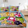 3pcs bedding set Mario Adventure Includes 1 Comforter + 2 Pillowcases, Without Pillow Inserts, Soft Comfortable, Lightweight Breathable, Pri