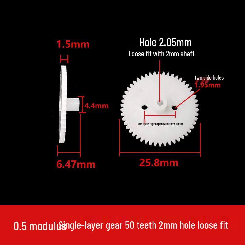 

В наявності: Пластик POM 0,5 модуля Одношарова 50-зуба шестерня для DIY 4WD Моторна рейка