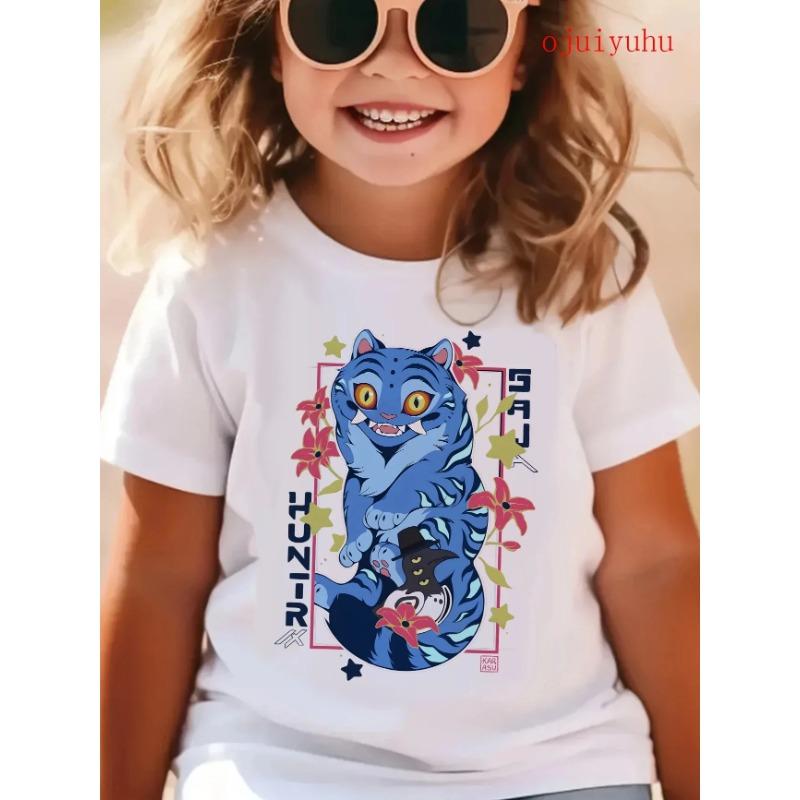 Wave demon hunter print fashionable casual round neck cartoon boy and girl cotton T-shirt