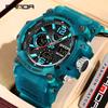 Sanda Dual-Movement Sports Watch with Countdown, Alarm, Night Light, Waterproof, and Multi-Function Features for Students.