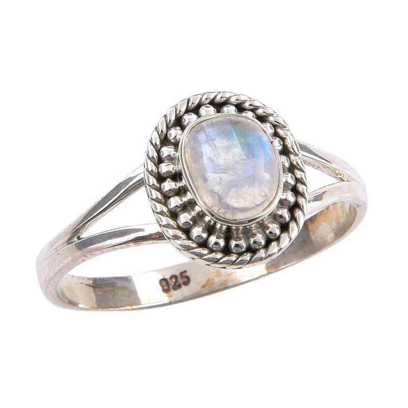 Natural Rainbow Moonstone Gemstone Handmade 925 Sterling Silver Ring S.9.5 w5u42