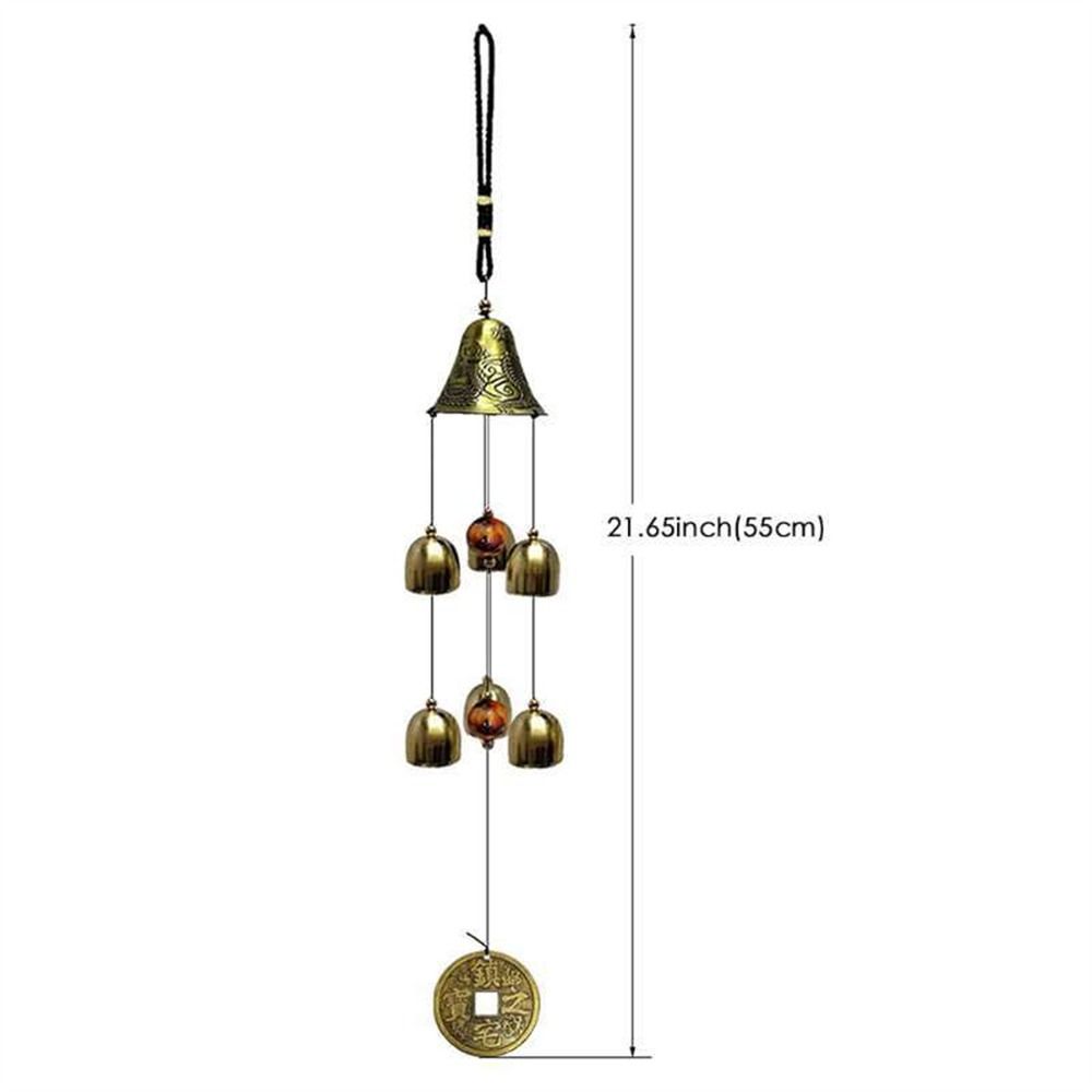 Creative Metal Copper Bells 6 Bells Handmade Outdoor Metal Wind Chimes Handmade Craft Gift Garden Hanging Decor for Outdoor