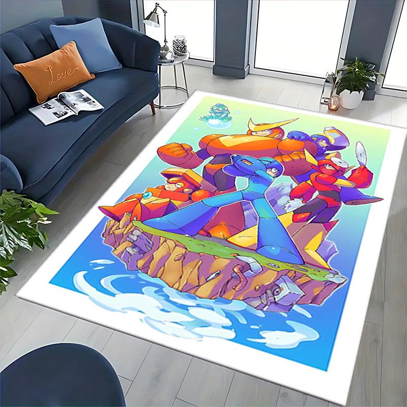 1pc Mega Man Anime Cartoon Design Office Chair Mat Non-Slip Carpet for Home Decor, Suitable for All Seasons, Ideal Gift for Fans.Y084