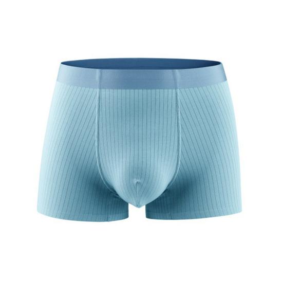 Men Boxer Underwear Elastic Mid-Waist Design Patchwork Color Ribbed U-Convex Shorts Briefs Smooth Texture Panties