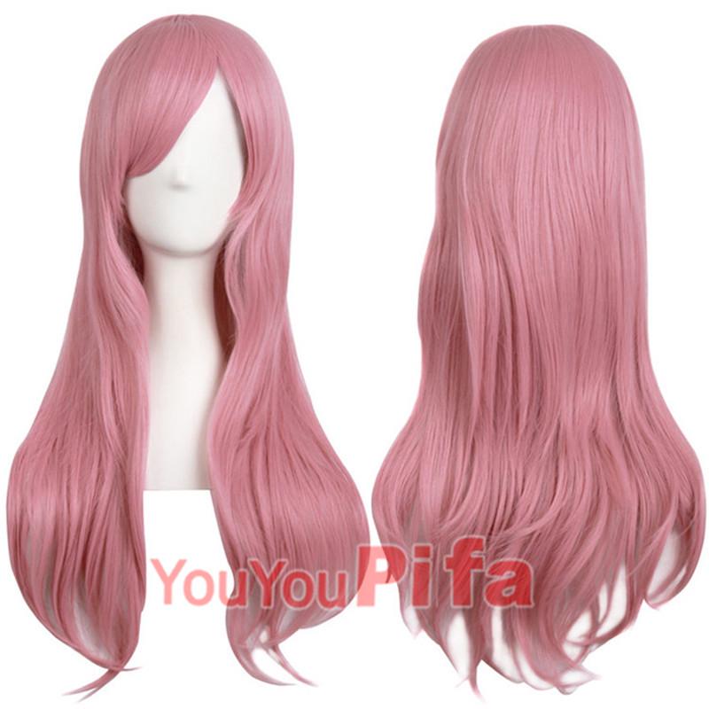 Long Curly Cosplay Wig for Women - 70cm, Gold/Pink/Blue, Realistic Full Wig with Headband