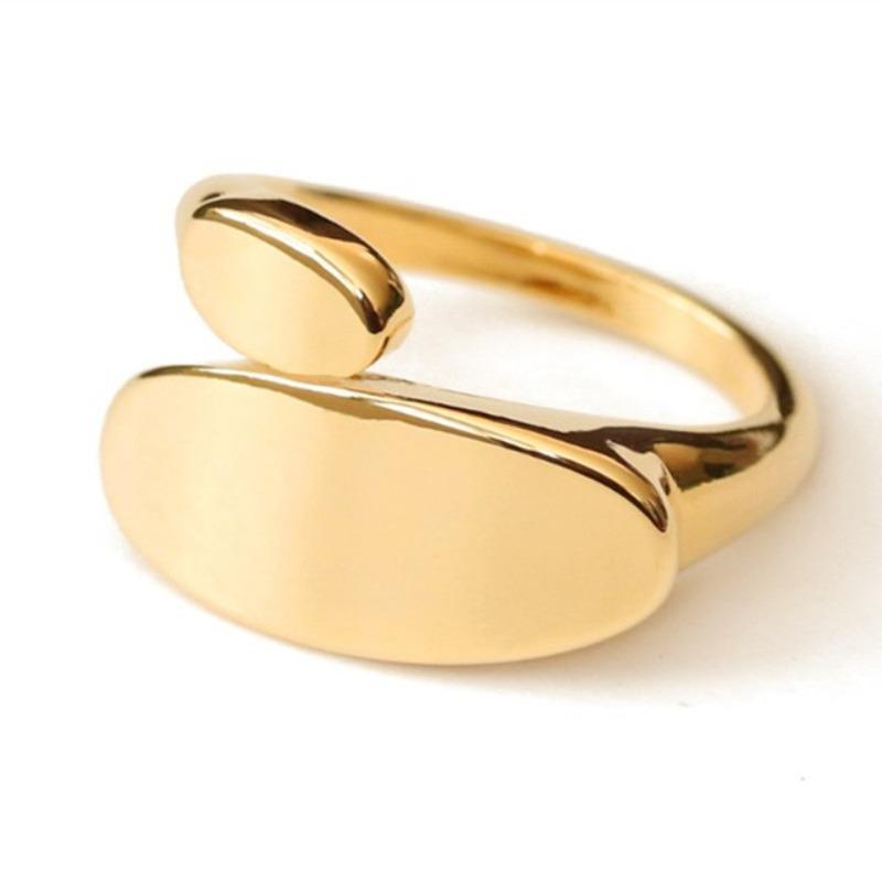 

Oval pea ring - women s open adjustable minimalist teardrop geometric 18k gold ring adjustable opening