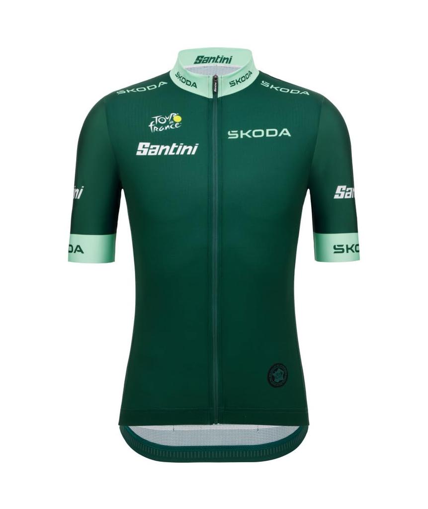 Santini Men's Tour DE France-Green Funline Cycling Jersey, Green Jersey, Size S