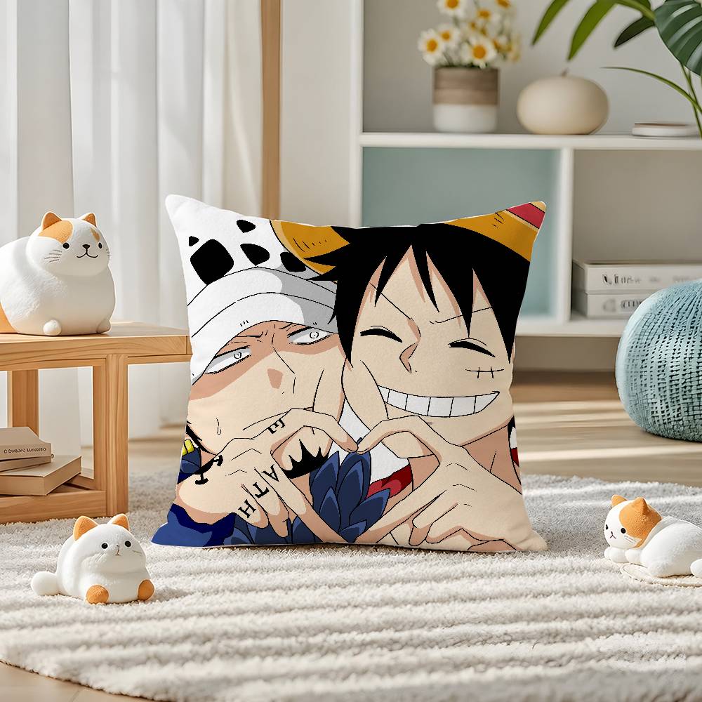 One Piece Roronoa Zoro Anime Plush Pillow Cover Soft Short Plush Cushion Cover For Sofa Bedroom Home Decor Gift Decoration