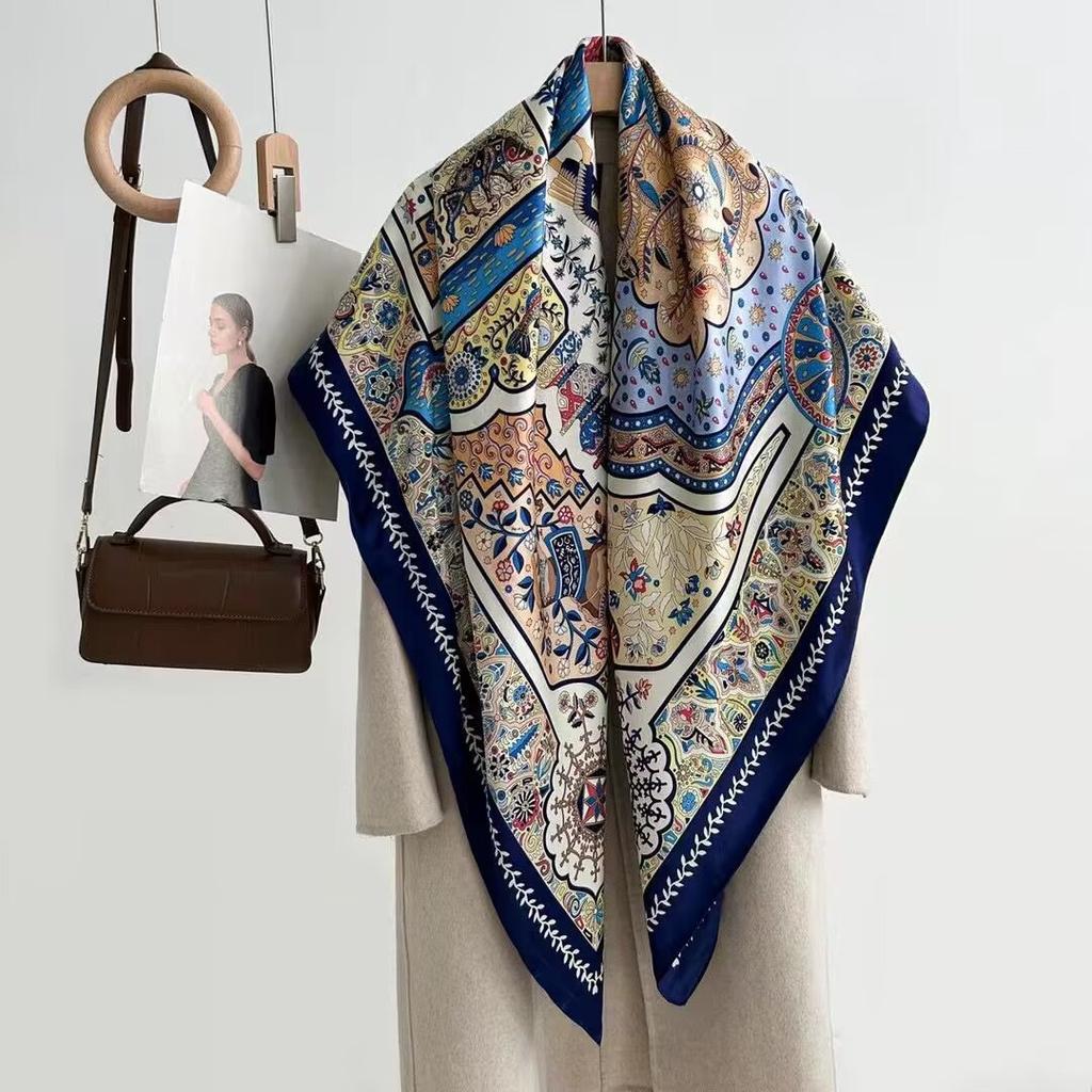 111 mulberry silk square scarf women's 111CM heavy silk shawl Hangzhou silk high-end versatile mother silk scarf