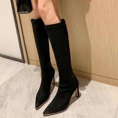 Fashion Pointed Toe Knee Thigh High Boots Woman Winter 2024 Fashion Boot Stiletto Heel New In Women's Long Shoes for Women Black Autumn
