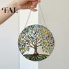 Acrylic Window Sun Catcher Tree of Life Round Hanging Sign, Stained Glass Suncatcher Ornament Decoration, Wall for Indoor Outdoor Decorative Pendant