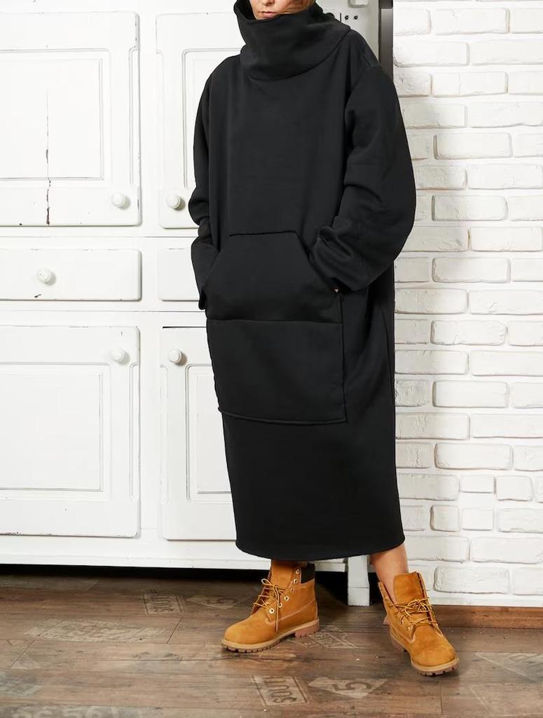 2024 Autumn/Winter Women's European & American Plus Size High Neck Solid Color Long Sweatshirt