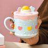 Cream Cake Mug Ceramic Water Cup with Lid Cup Cute Cartoon Girl Good-looking Bestie Birthday Gift