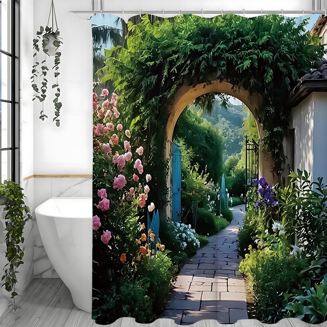 

Яркий цветочный и зеленый дизайн Рустикальная рустикальная шторка для душа, Декоративная шторка для душа для ванной комнаты, Водонепроницаемая шторка для душа с 90*180cm