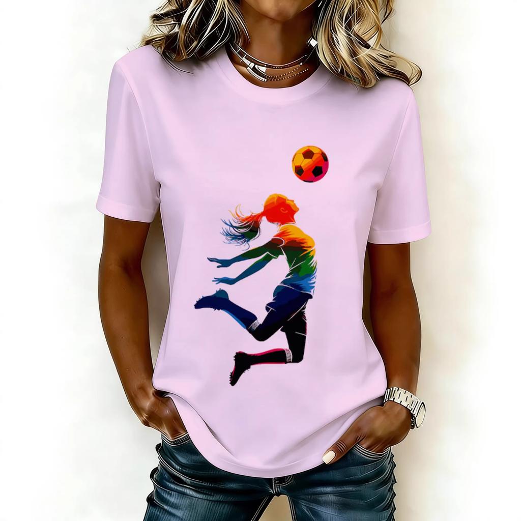 2026 Casual Women's Short-Sleeve T-Shirt with USA-Canada-Mexico World Cup Football Match Print
