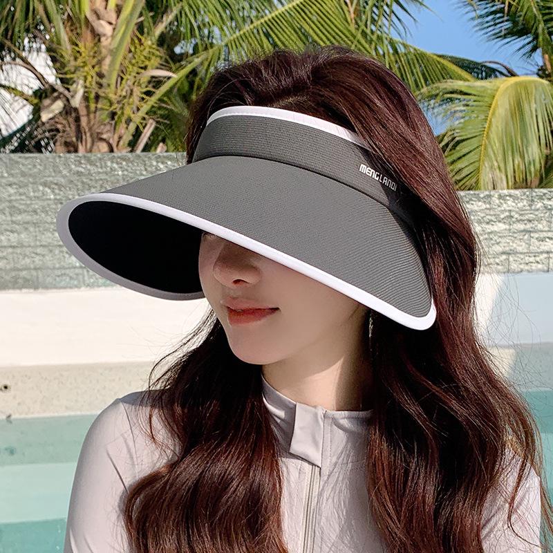 Women's Wide-Brim Summer Topless Sun Hat with UV Protection for Outdoor Sports