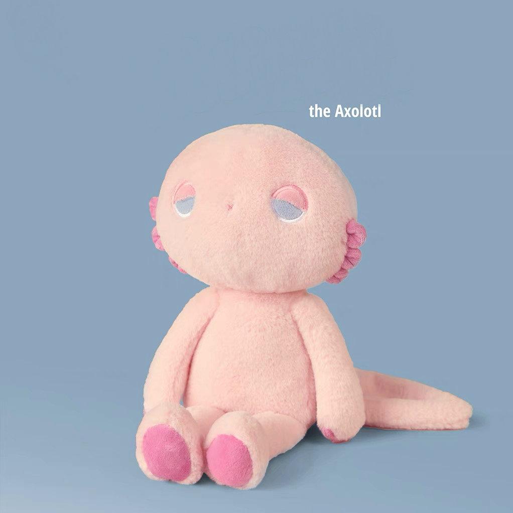 Peluche Axolotl Rose Peluche Kawaii Salamandre Endormie Chat Blanc Tapir Lapin Peluche Jouet Apaisant Cadeau d'Anniversaire Pour Garçon Fille about 37cm