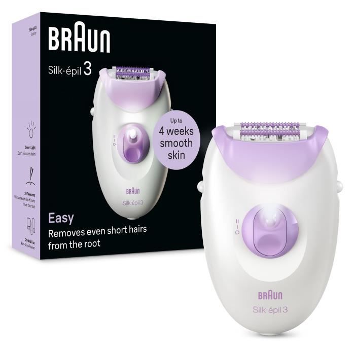 Epilatore elettrico con filo - BRAUN - SILK EPIL 3-000 - 2 velocità - Viola violetto