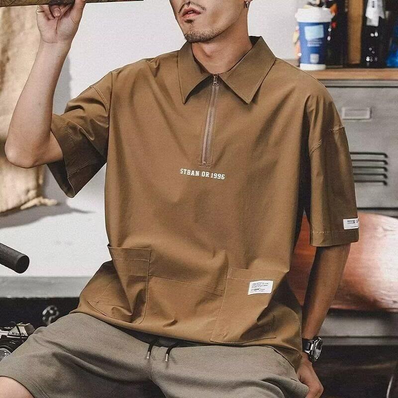 American Plus Size Moisture Wicking Soft High Quality Breathable Men's Loose Polo Shirt--Wrinkle Resistant Casual Athletic Short Sleeve Neck Shirt