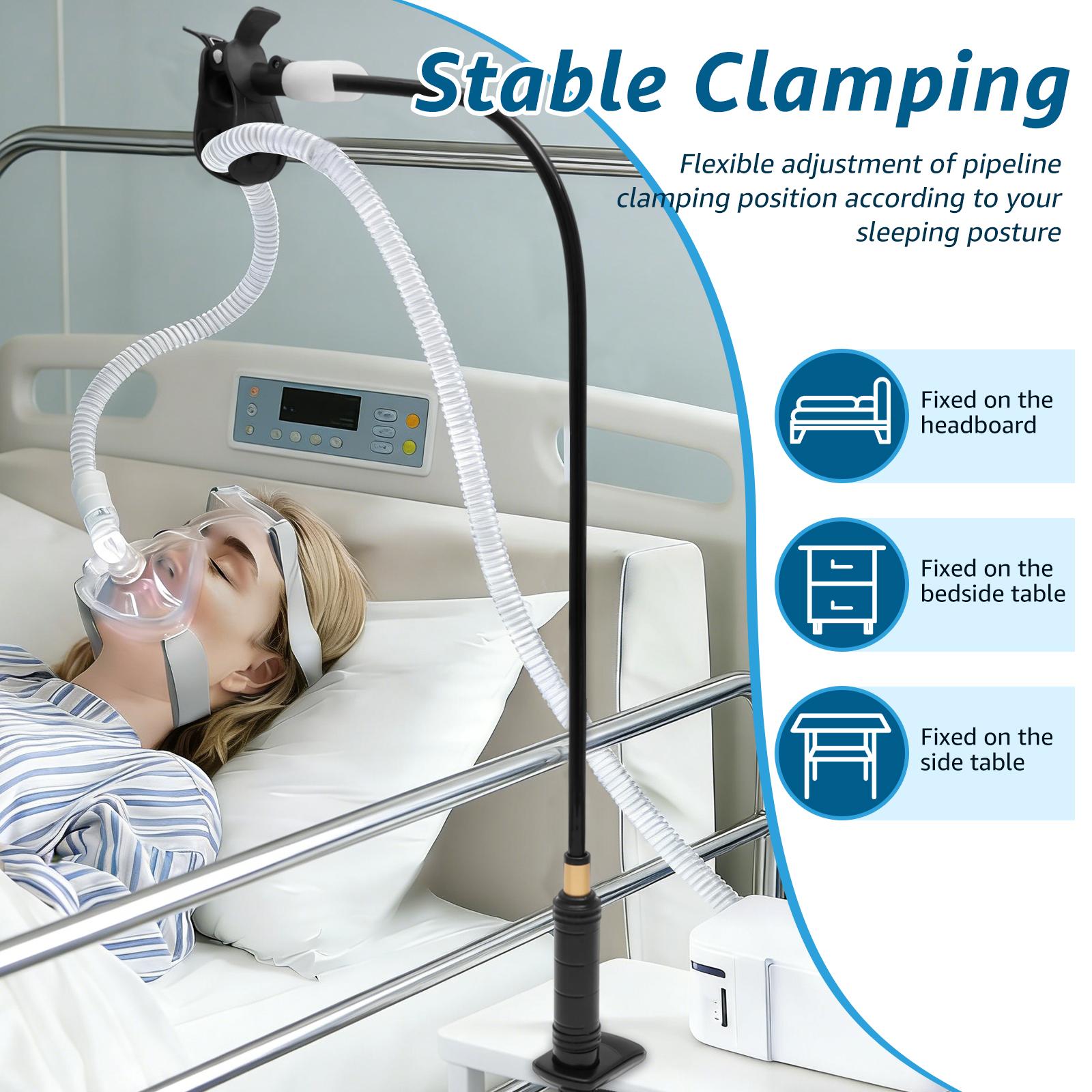 Supporto Universale per Tubo CPAP per Dormire, Appendi Tubo CPAP Senza Intrecci, Regolabile, Girevole, Evita Perdite e Attorcigliamento del Tubo nero