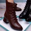 Short Boots Women's Autumn and Winter Fashion Medium Heel Medium Tube Soft Sole Short Boots