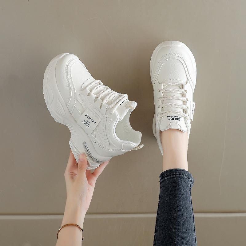 Inner height-increasing dad shoes, autumn new small men, thin and height-increasing casual sports shoes 35 бежевый