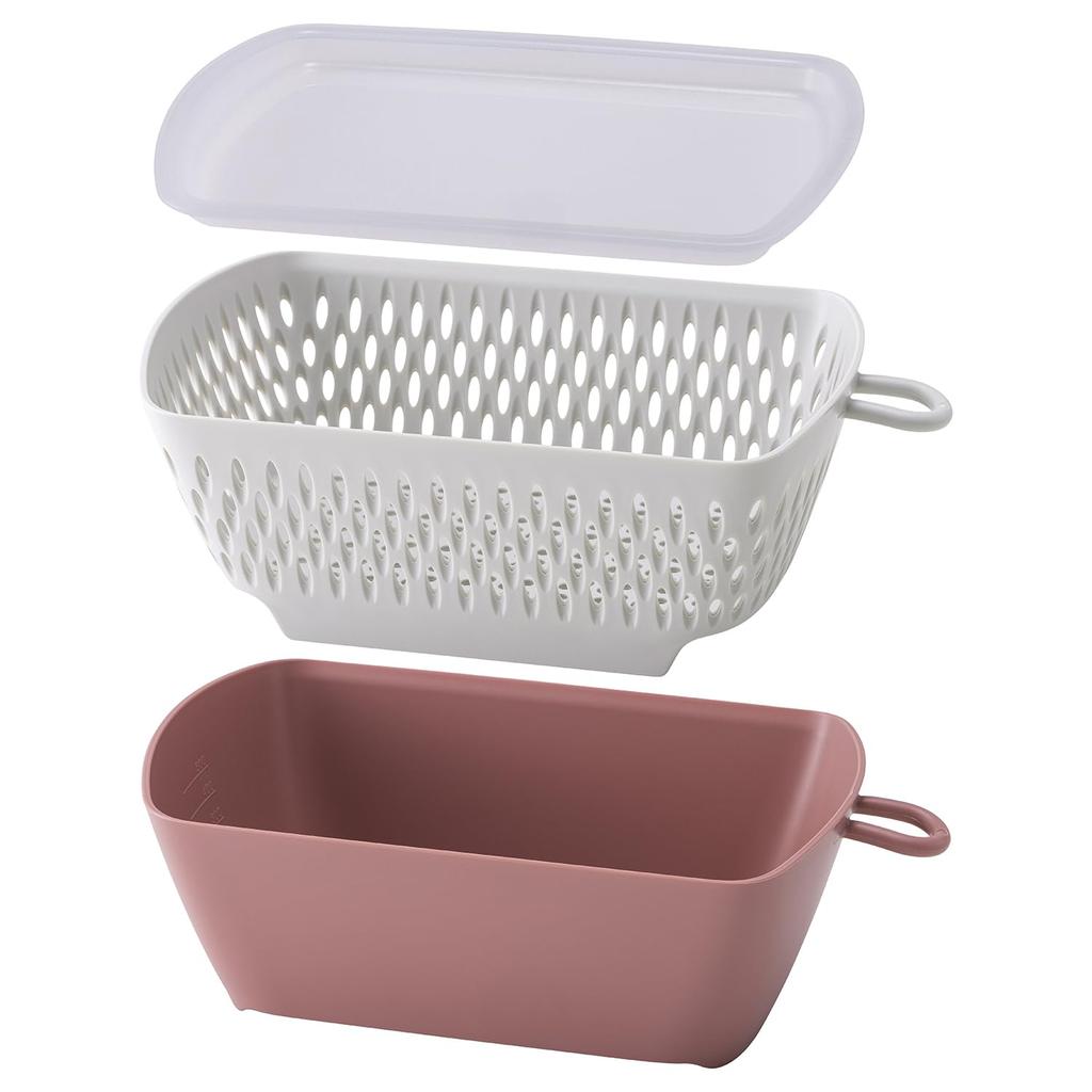 KAI Corporation Made in Dishwasher Microwave Compact Old Nuatone DH6303 Colander/Baking Tray, Japan, Safe, Safe, Storage, Raspberry,