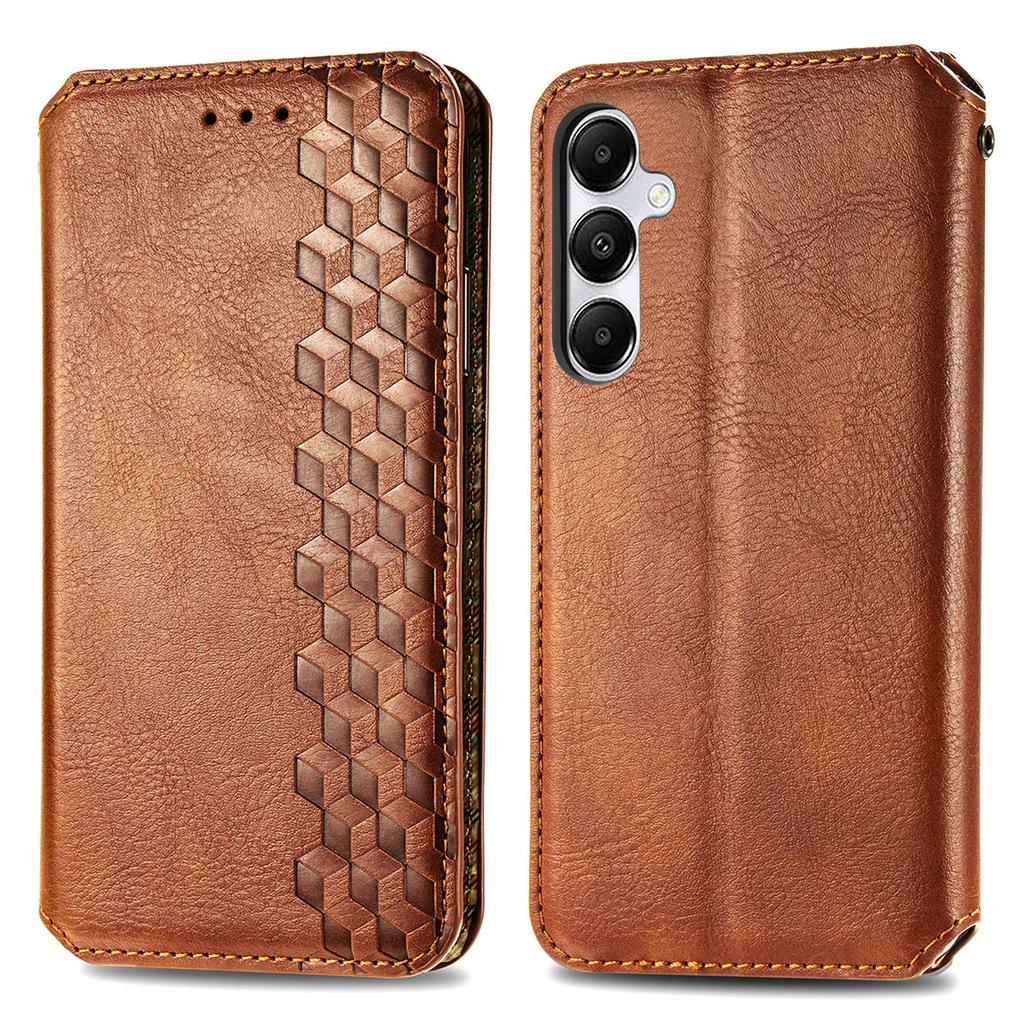 For Samsung Galaxy A55 5G PU Leather Case Rhombus Imprint Wallet Stand Phone Cover