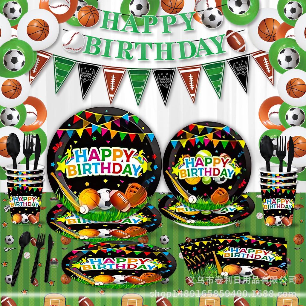 Super Bowl Combo Ball Party Supplies Birthday Decoration Arrangement Football Banner Pendant Flag Paper Plate