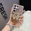 Suitable for Samsung S24 Butterfly Diamond  Inlay Bracket Mobile Phone Case A73 Makeup Mirror Catwalk Square Protective Case High End