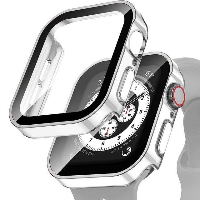 

Чехол из ТПУ для Apple Watch Корпус 44 мм/40 мм 42 мм/38 мм 45 мм 41 мм бампер Защитная пленка для экрана iWatch Серия 6 4 3 SE 7 8 Аксессуары для корпуса 45mm series 7 8 серебро белый